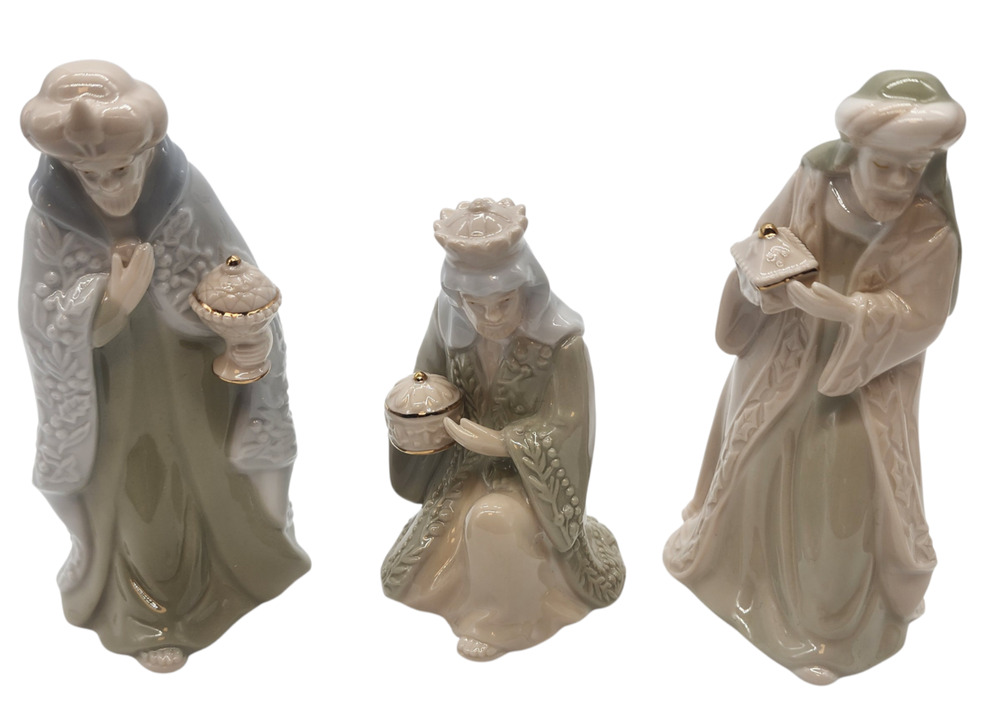 Set of 3 Grasslands Road Nativity Wise Men Beautiful High Gloss Porcelain